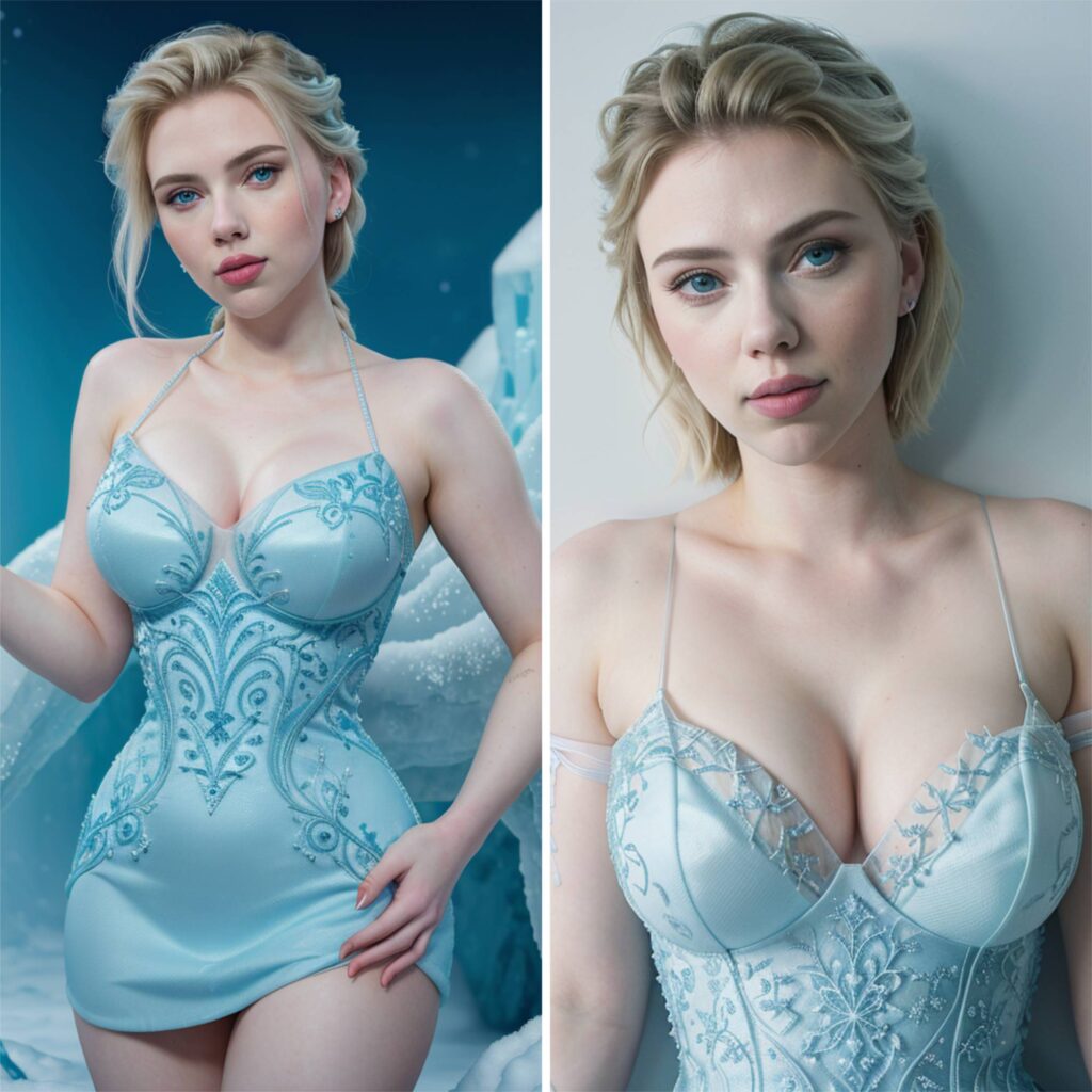 “Enchanting Elsa Cosplay by Scarlett Johansson in Stunning Animation”